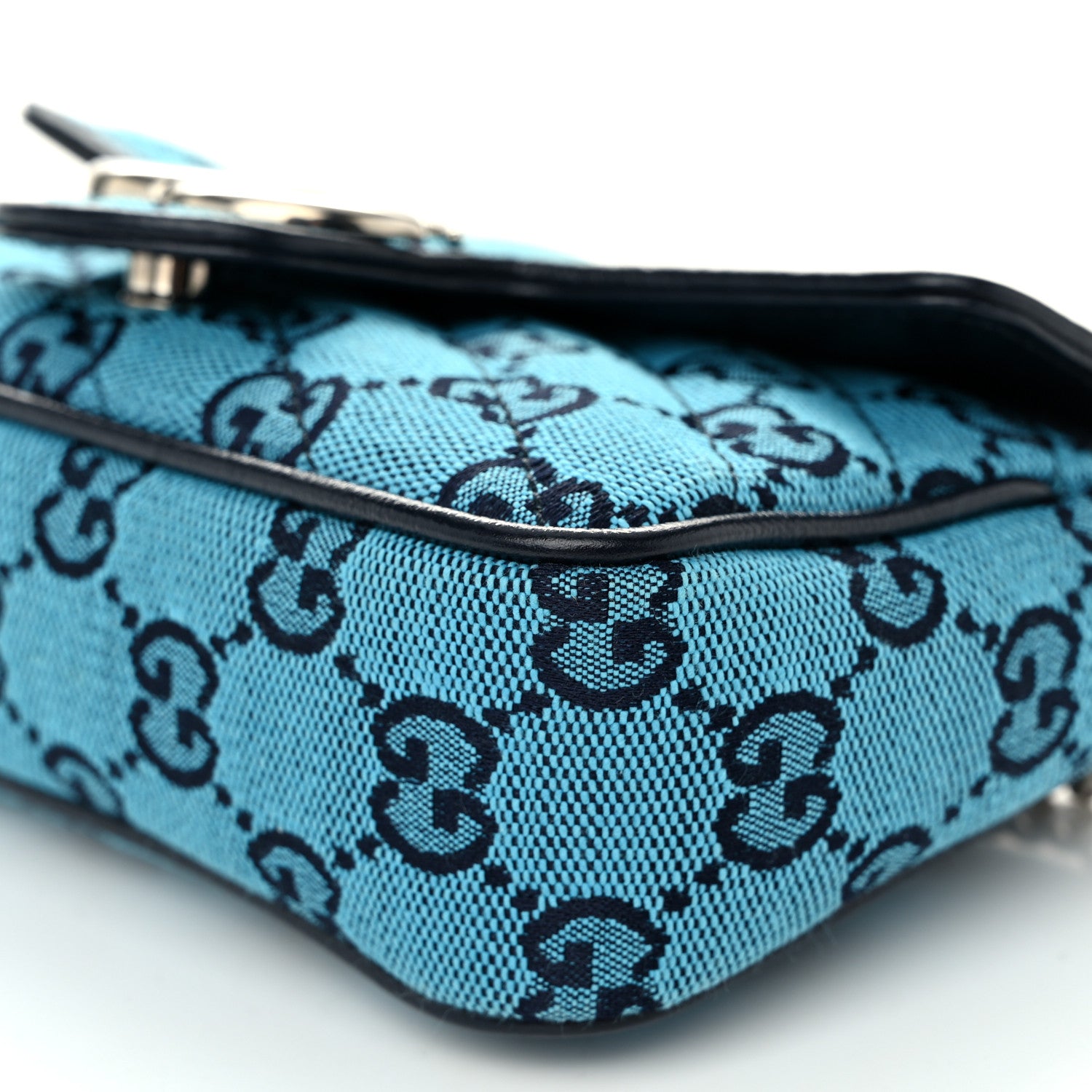 Gucci Monogram Multicolor Matelasse Diagonal Super Mini GG Marmont Shoulder Bag Light Blue 10 of 10