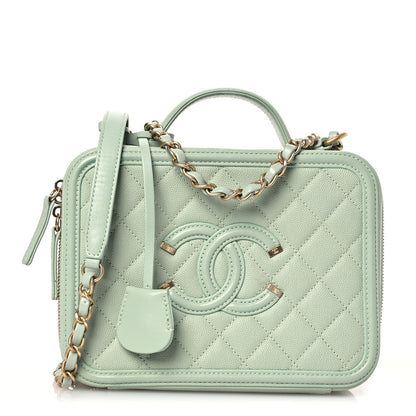 Chanel Caviar Quilted Medium CC Filigree Vanity Case Mint 1 of 15
