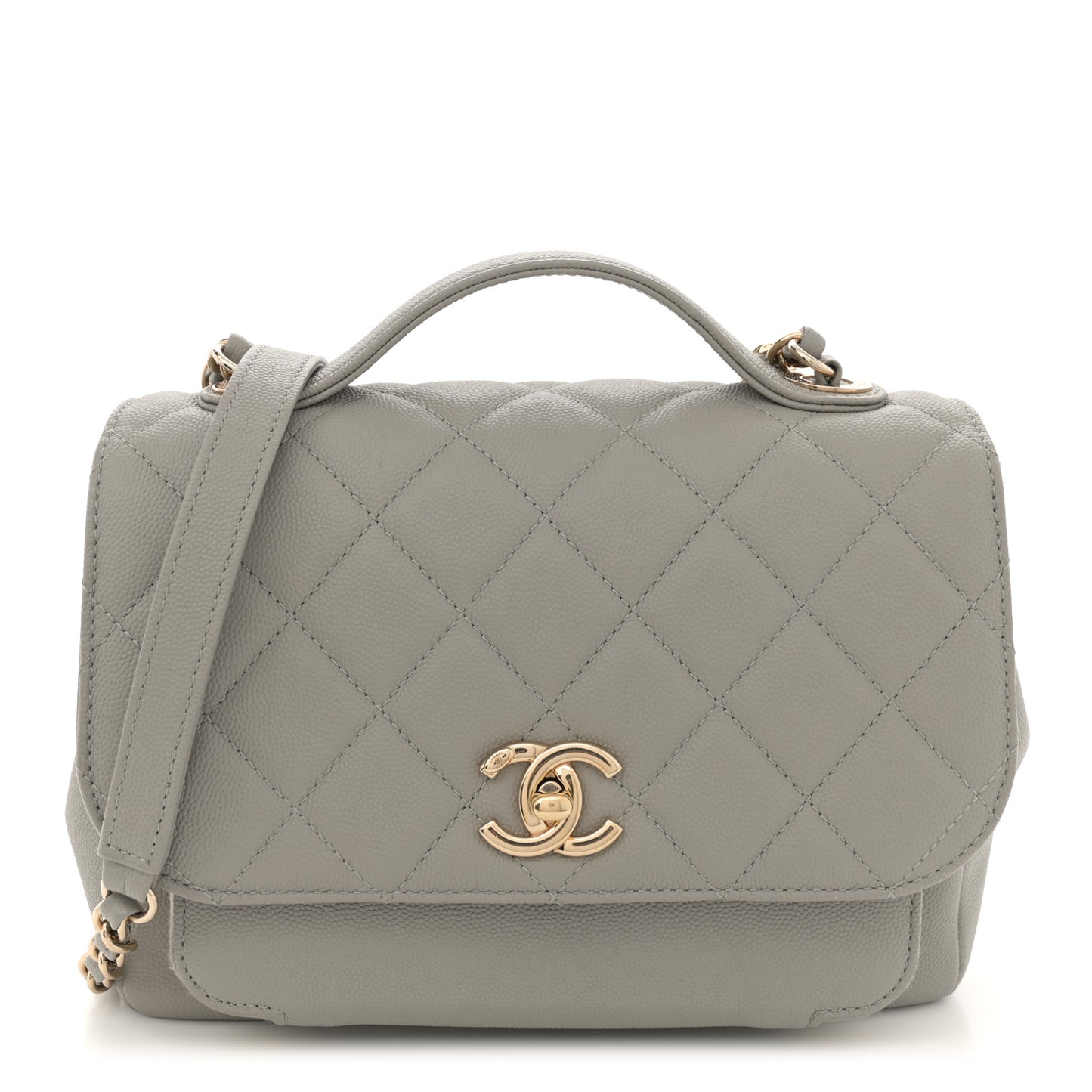 Caviar Quilted Medium Business Affinity Flap Grey
