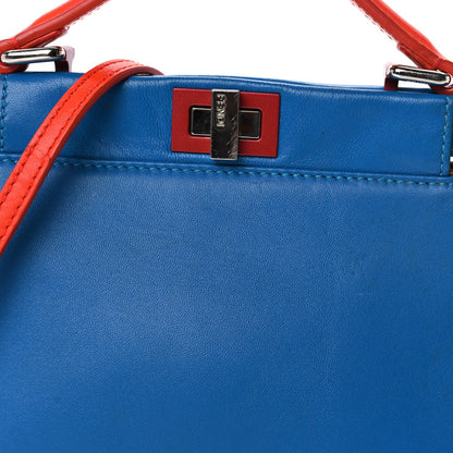 Fendi Nappa Colorblock Mini Peekaboo Iconic Satchel Blue Royal Papavero Cuoio 6 of 8
