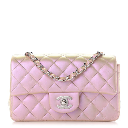 Chanel Iridescent Calfskin Quilted Mini Rectangular Flap Pink 1 of 9