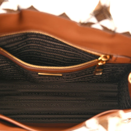 Prada Jacquard Saffiano Triangolo Symbole Embroidered Small Tote Tobacco Talco Tabacco/Talco 4 of 10