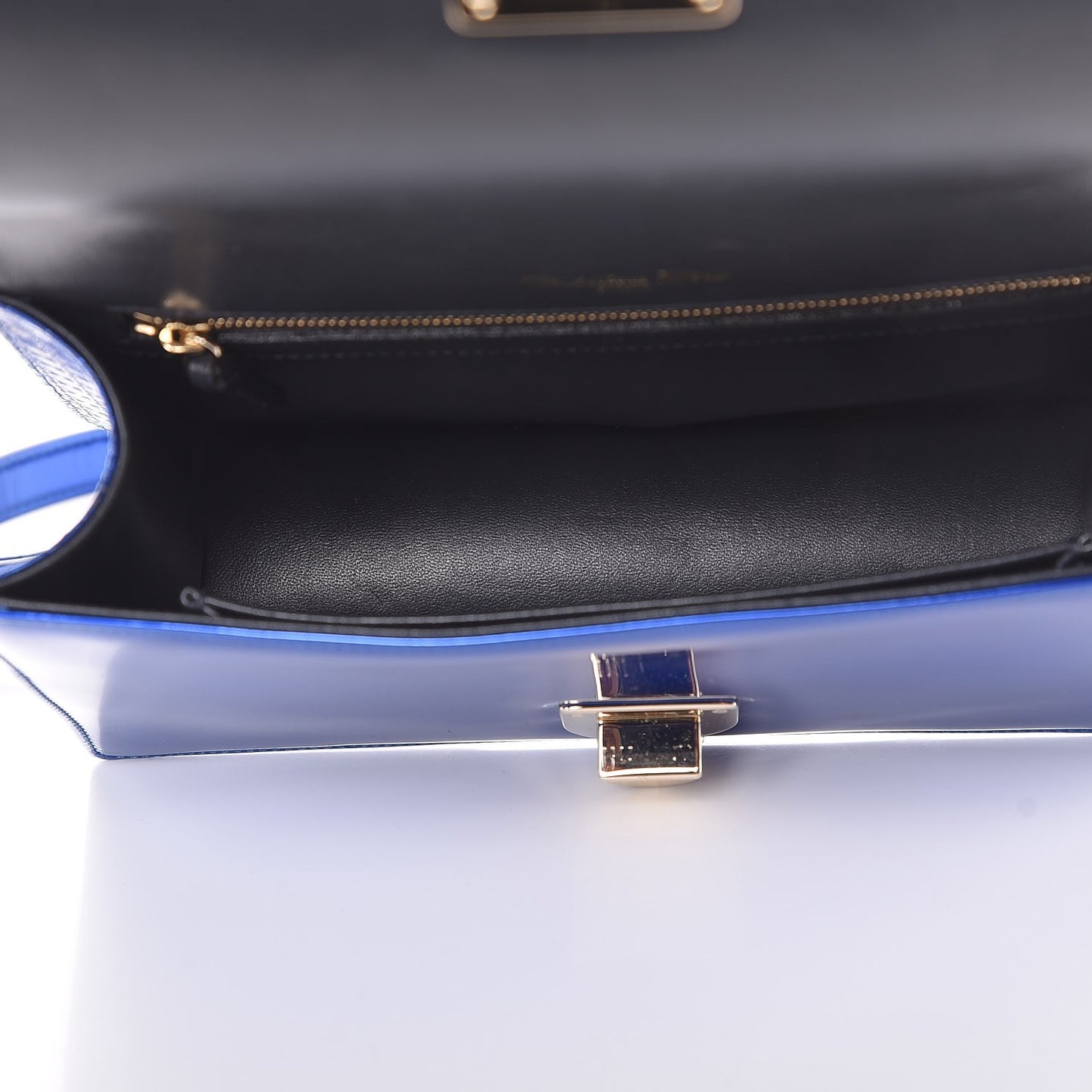 Metallic Patent Micro-Cannage Medium Diorama Flap Bag Blue