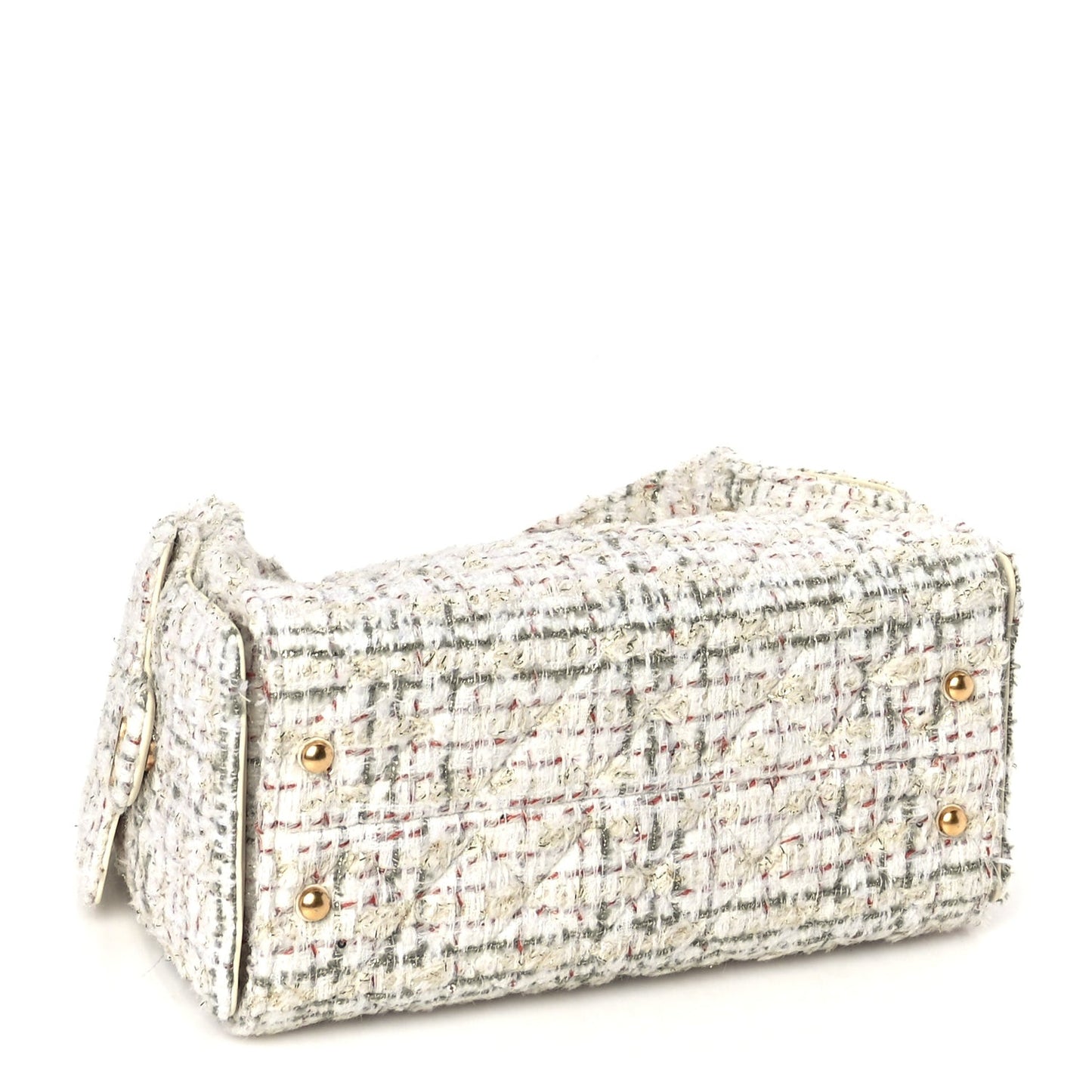 Tweed Quilted Small  25 Handbag Ecru Khaki Gold Red