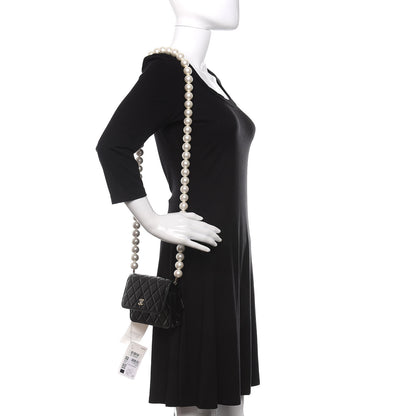 Chanel Calfskin Quilted Mini Maxi Pearls Wallet On Chain WOC Black 2 of 13