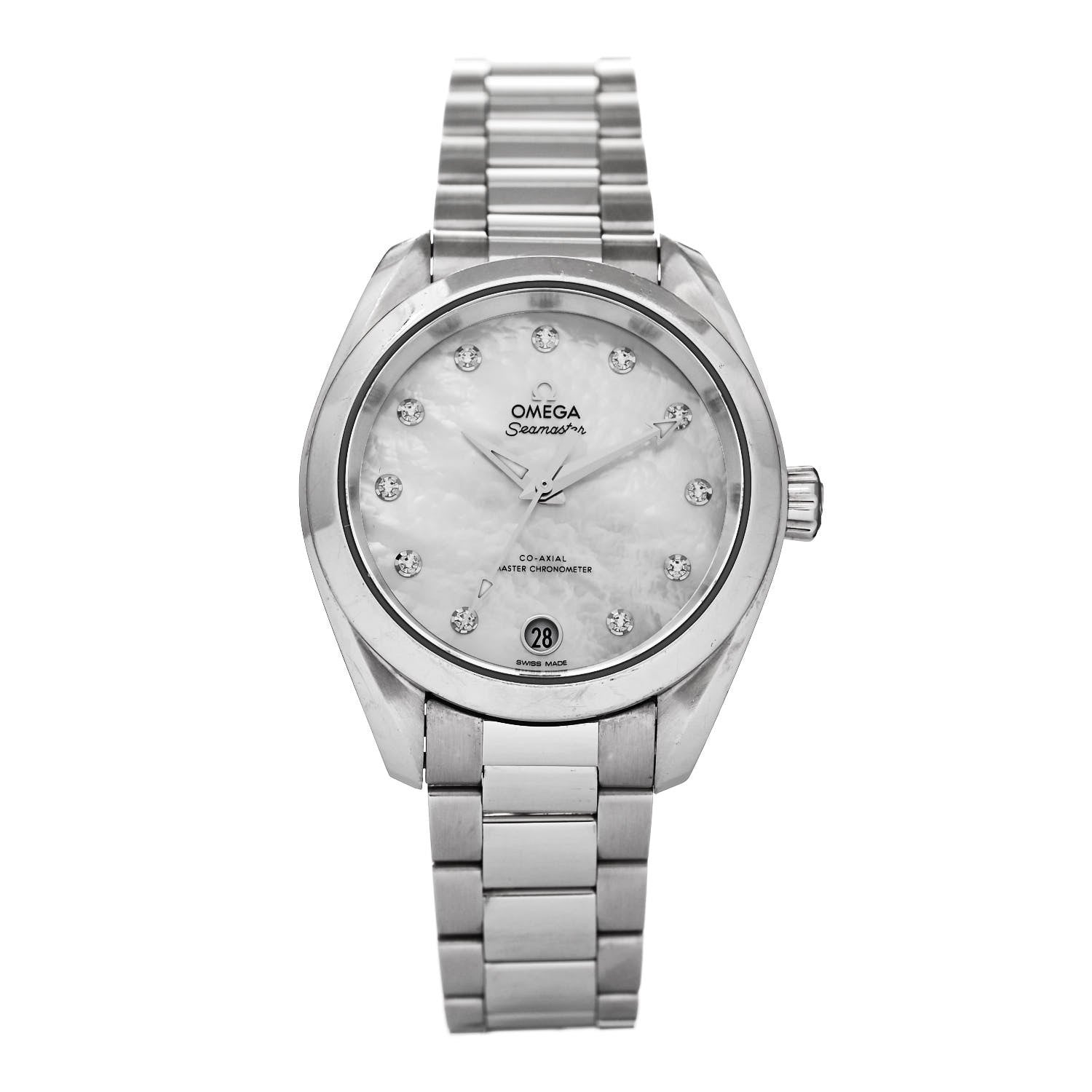 Omega Stainless Steel Diamond Mother of Pearl 34mm Seamaster Aqua Terra Co-Axial Master Chronometer Automatic Watch 220.10.34.20.55.001 1 of 5