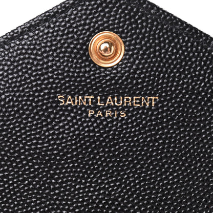 Saint Laurent Grain De Poudre Matelasse Chevron Monogram Envelope Chain Wallet Black 8 of 9
