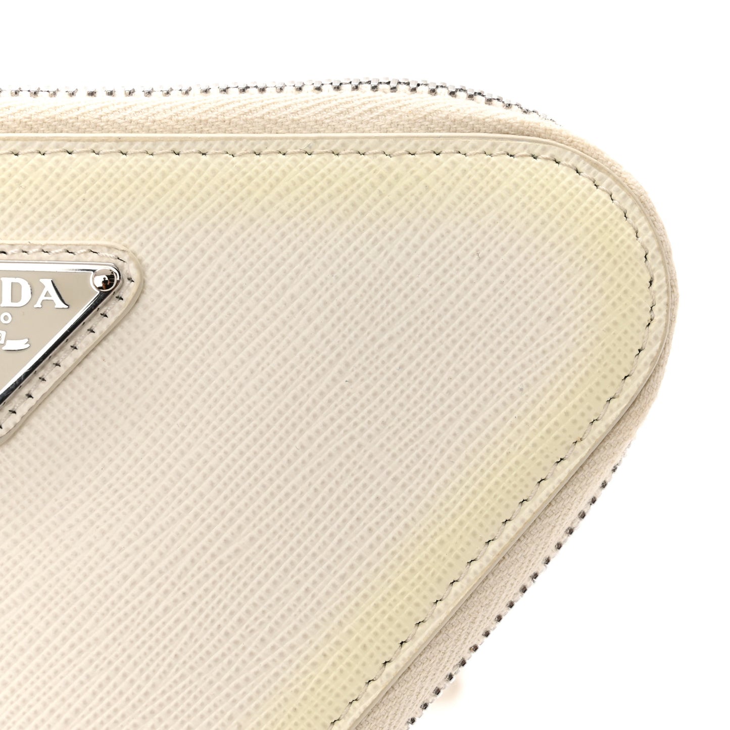 Saffiano Mini Triangle Crossbody Pouch White