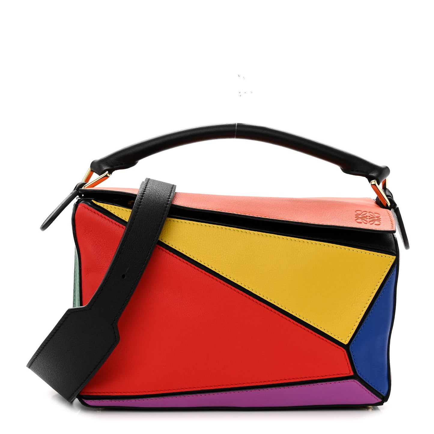 Calfskin Small Puzzle Bag Multicolor Black