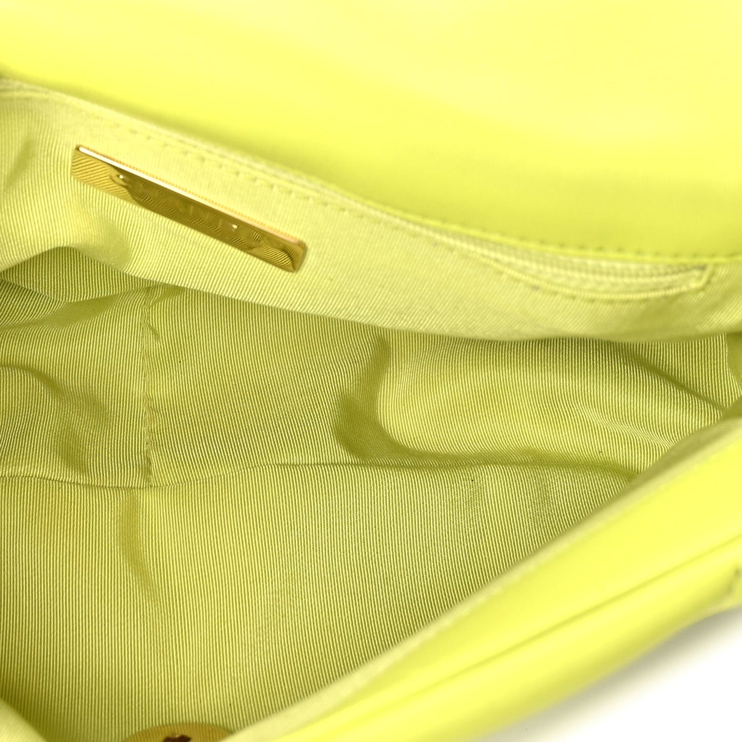 Shiny Lambskin Quilted Medium  19 Flap  Neon Yellow