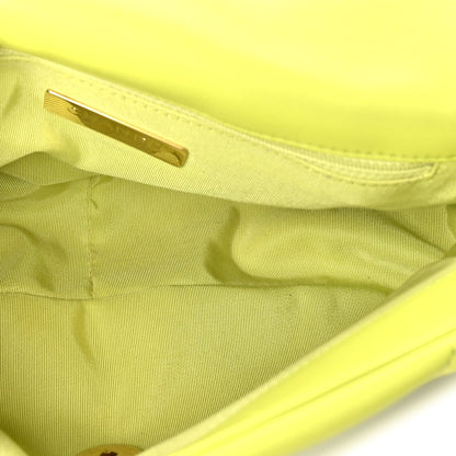 Chanel Shiny Lambskin Quilted Medium  19 Flap  Neon Yellow 4 of 10