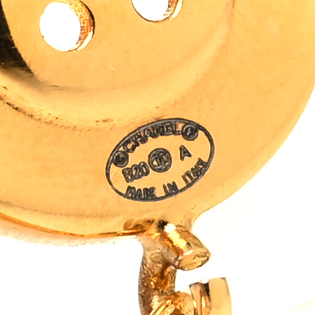 Metal Large Paris Button Earrings Gold