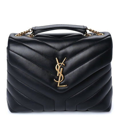 Saint Laurent Calfskin Y Quilted Monogram Small Loulou Chain Satchel Black 1 of 8
