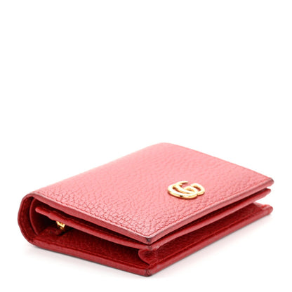 Gucci Pebbled Calfskin GG Marmont Card Case Hibiscus Red 4 of 7