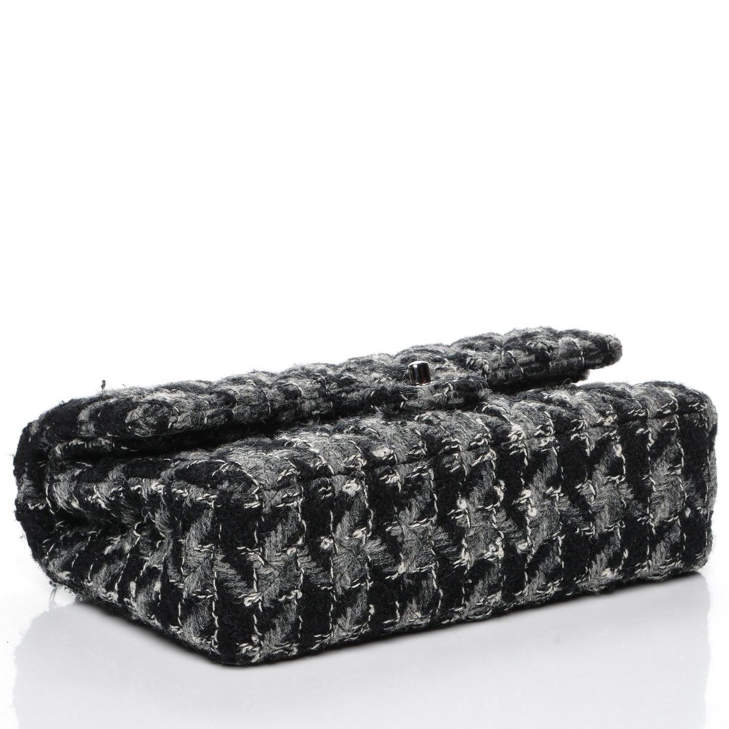 Tweed Medium Double Flap Black Grey