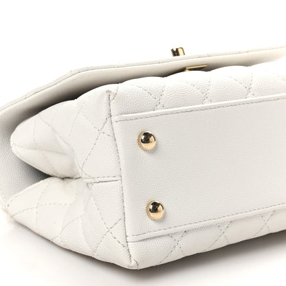 Chanel Caviar Quilted Mini Coco Handle Flap White 9 of 10