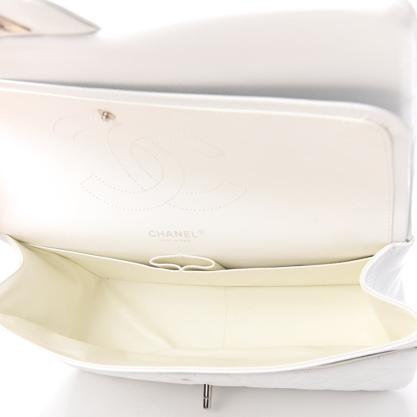 Caviar Quilted Jumbo Double Flap White