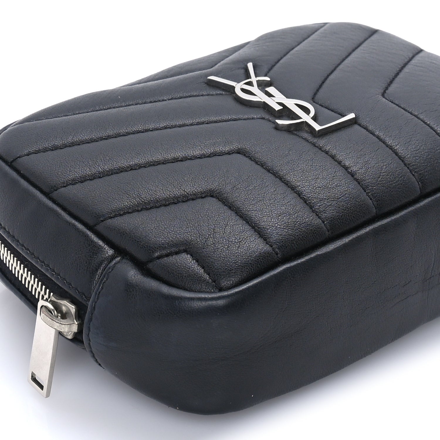 Saint Laurent Lambskin Y Quilted Monogram Loulou Cosmetic Case Black 7 of 10