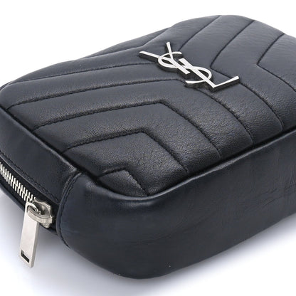 Saint Laurent Lambskin Y Quilted Monogram Loulou Cosmetic Case Black 7 of 10