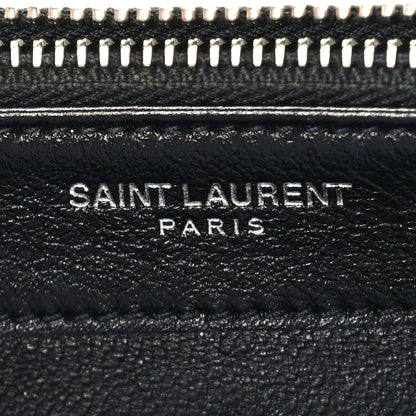 Saint Laurent Metallic Fabric Monogram Envelope Chain Wallet  Anthracite 5 of 8