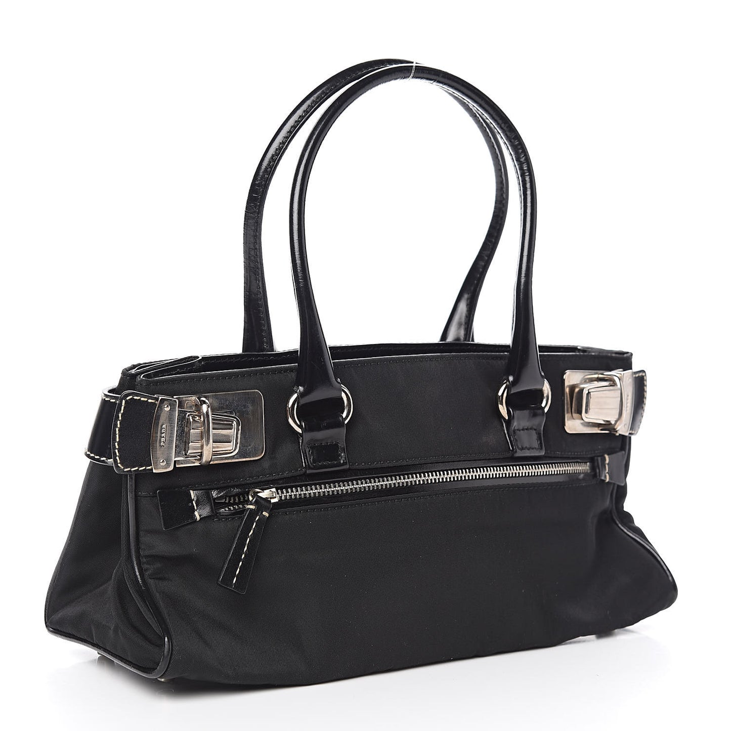 Tessuto Vitello Top Handle Bag Black