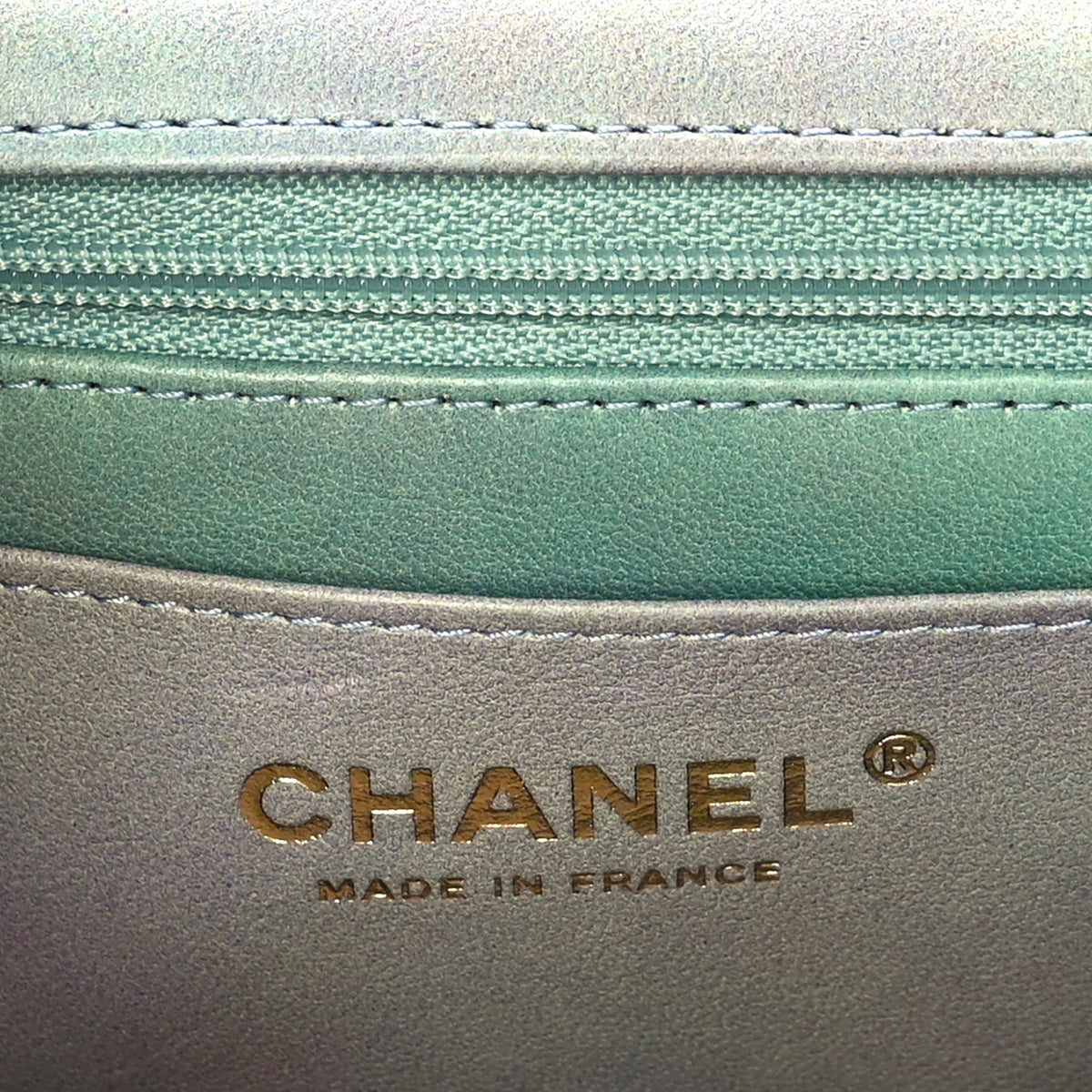 Lambskin Quilted Ombre Mini Top Handle Rectangular Flap Blue Green