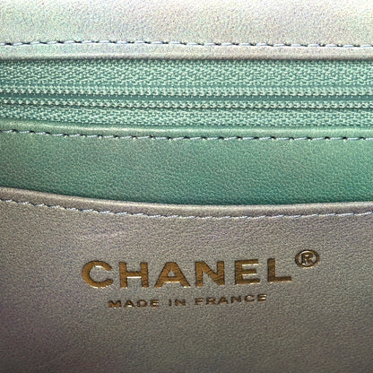 Chanel Lambskin Quilted Ombre Mini Top Handle Rectangular Flap Blue Green 5 of 10