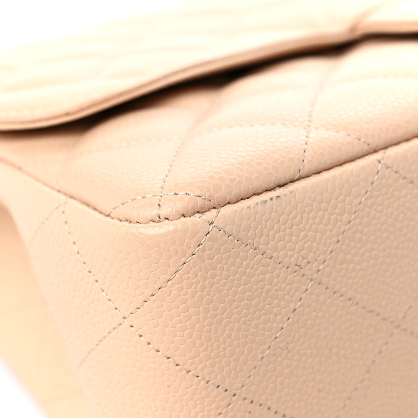 Caviar Quilted Jumbo Single Flap Beige