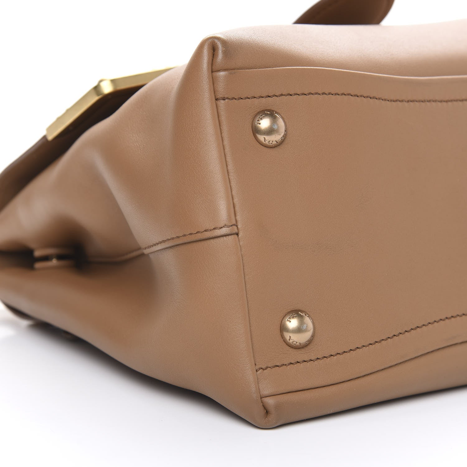 Prada City Calfskin Cahier Top Handle Bag Caramel 8 of 12