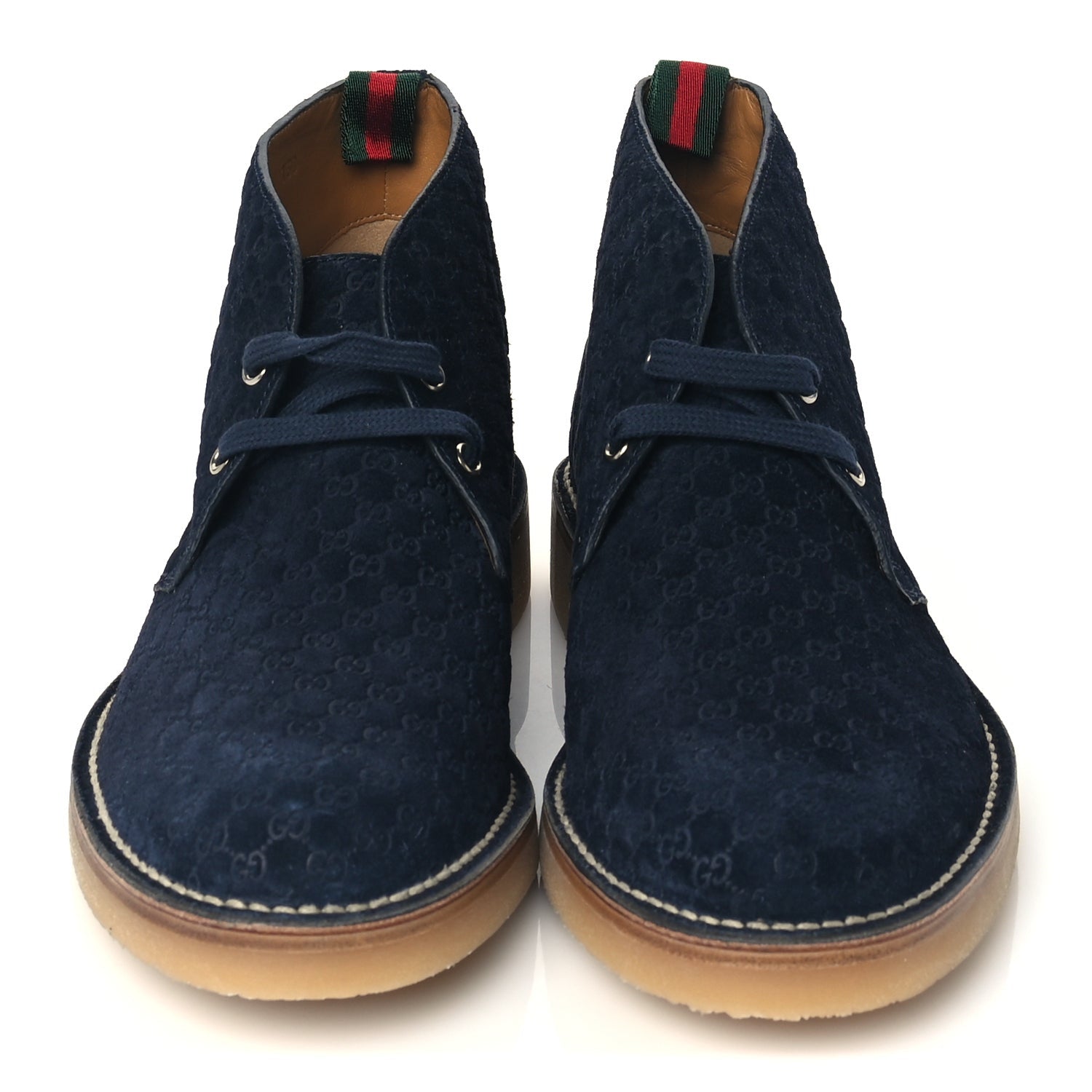 Gucci Suede Microguccissima Moreau GG Mens Ankle Boot 8  Navy 3 of 8