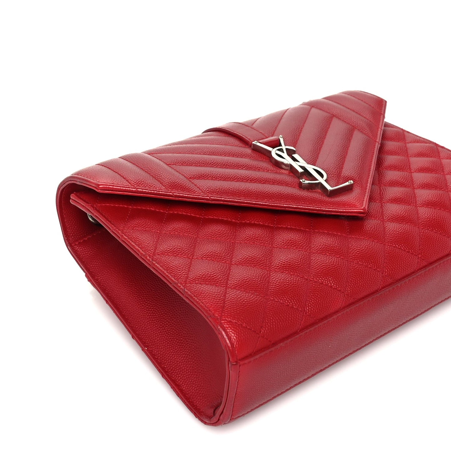 Grain De Poudre Textured Mixed Matelasse Triquilt Medium Monogram Satchel New Red