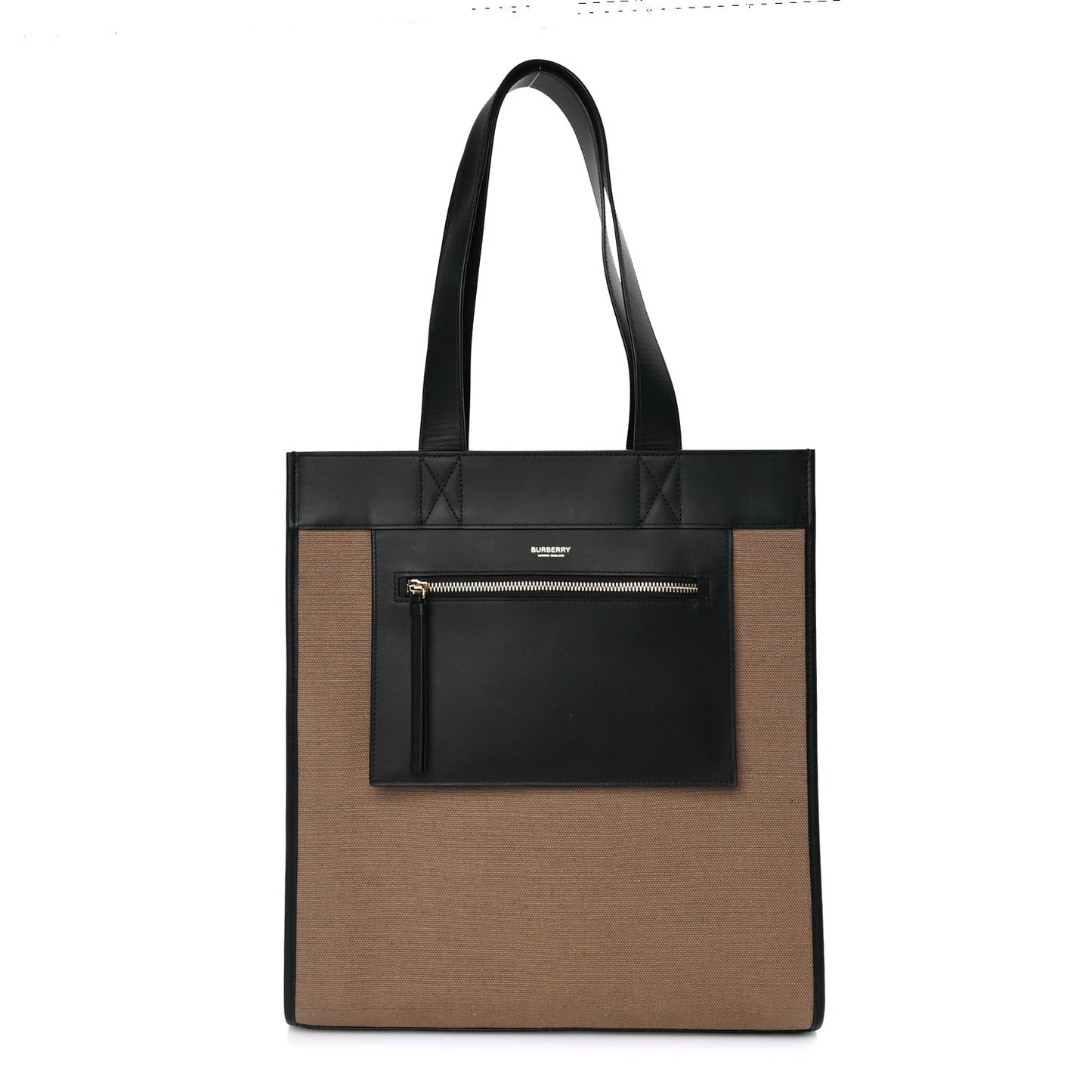 Canvas Smooth Calfskin Tote  Black Camel
