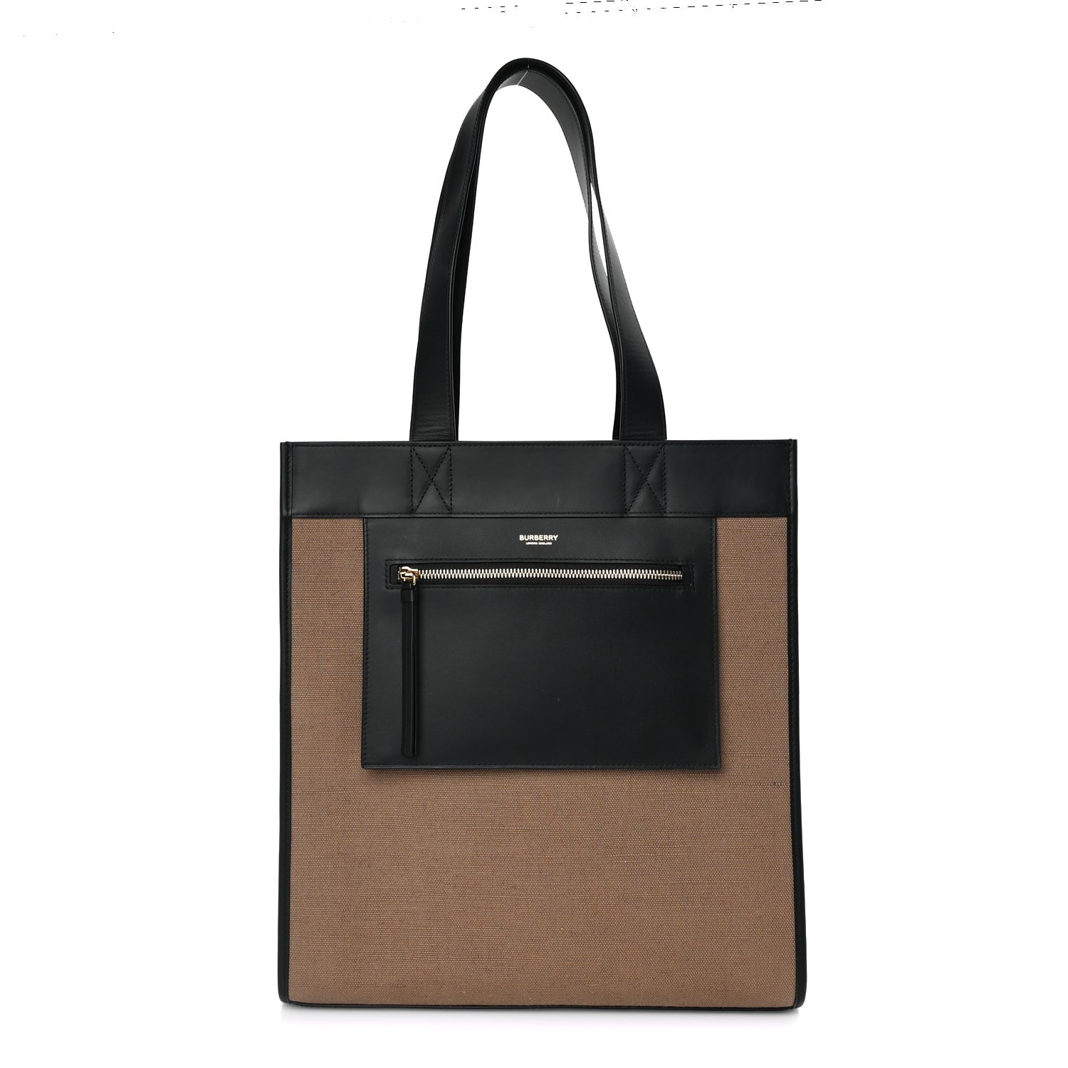 Burberry Canvas Smooth Calfskin Tote  Black Camel 1 of 7