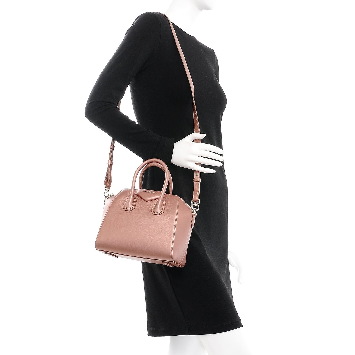 Metallic Sugar Goatskin Mini Antigona Light Pink