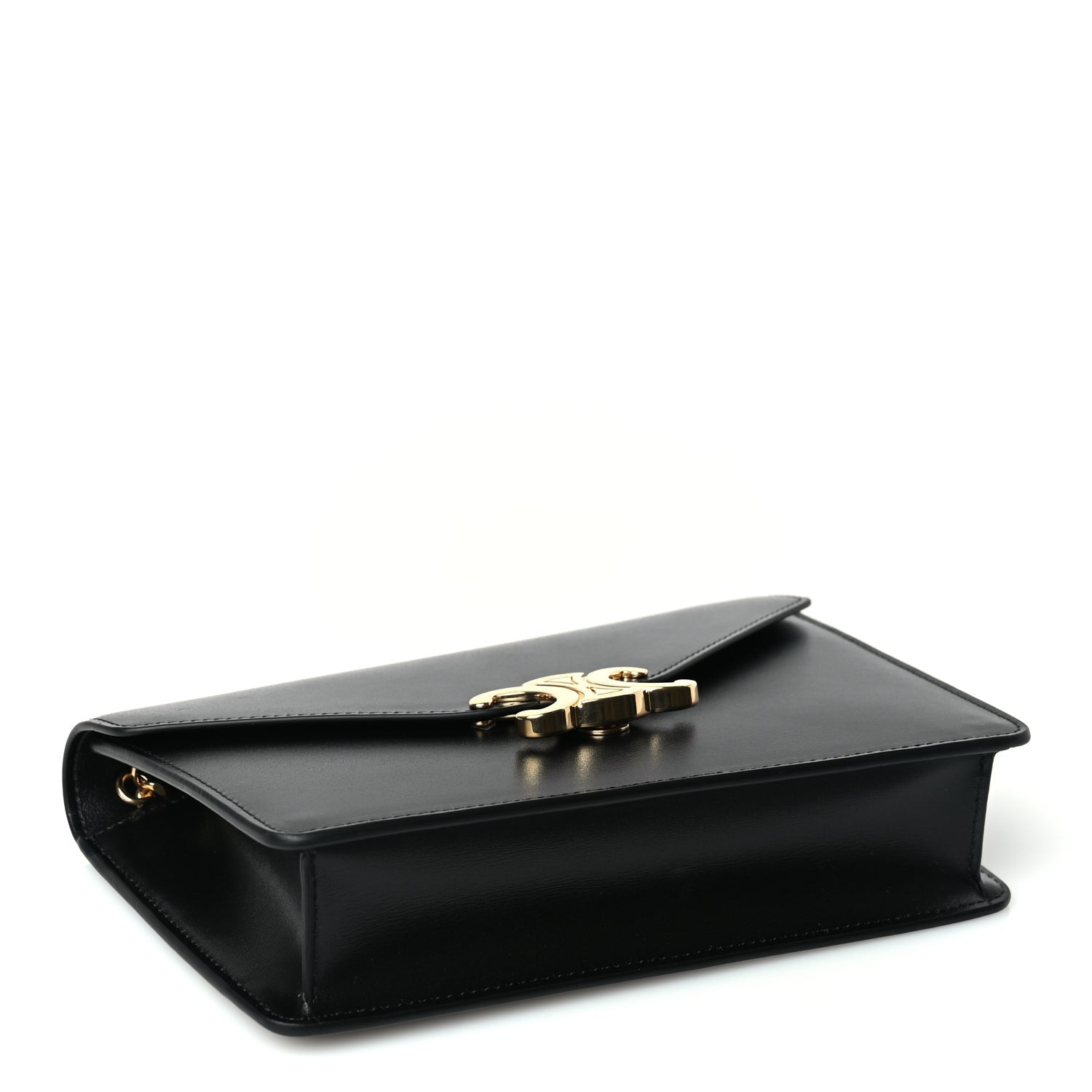 Celine Shiny Calfskin Triomphe Margo Wallet on Chain Black 3 of 8