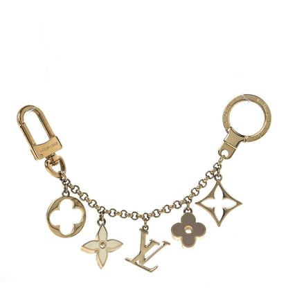 Louis Vuitton Brass Enamel Fleur De Monogram Bag Charm Chain Gold 1 of 4