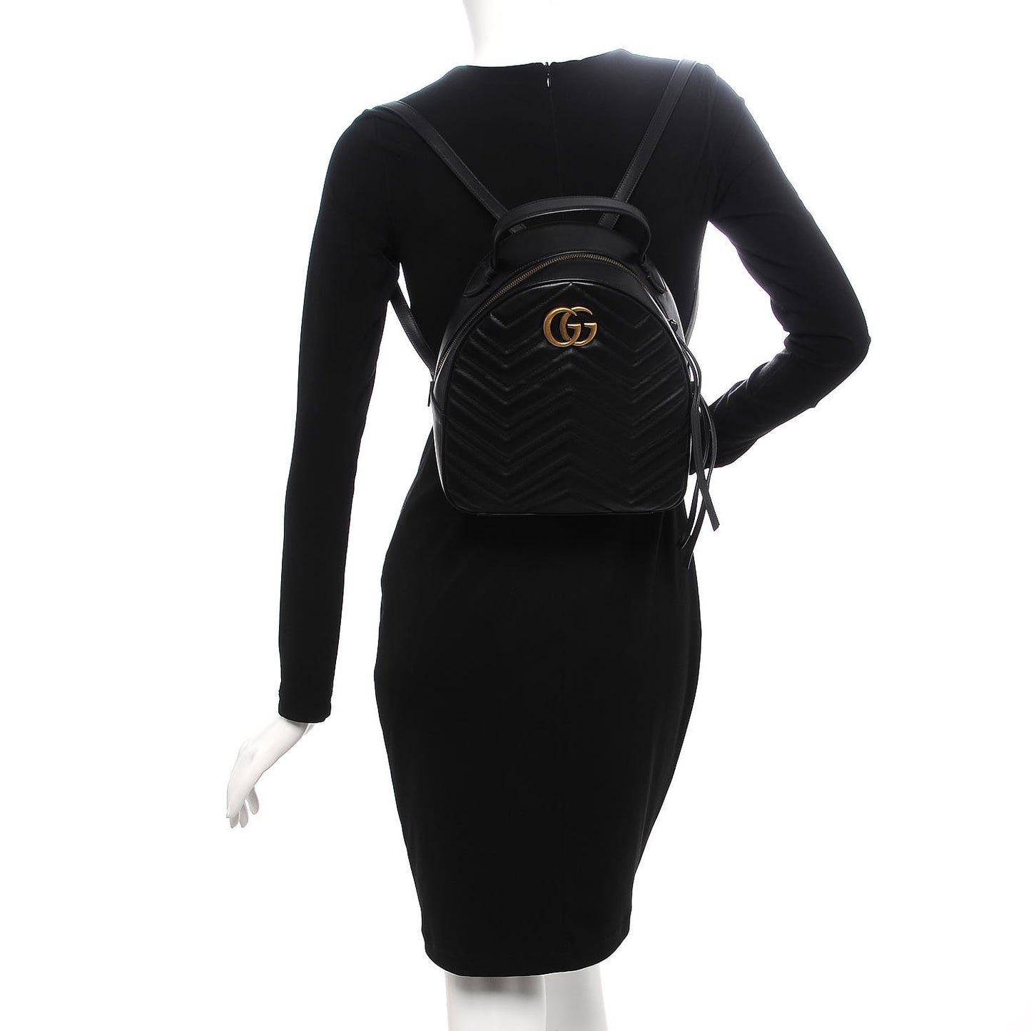 Calfskin Matelasse GG Marmont Backpack Black