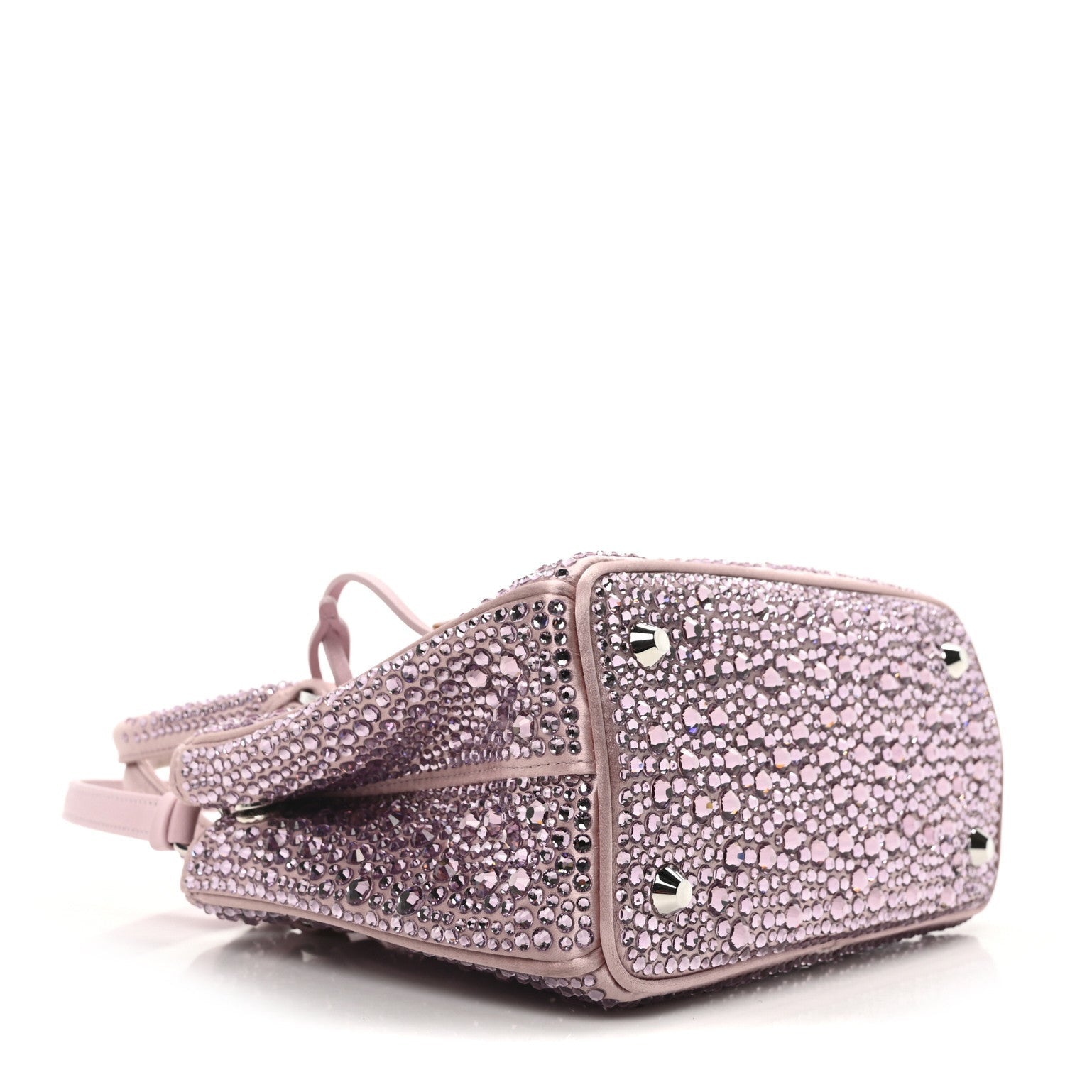 Prada Satin Crystal Mini Galleria Double Zip Tote Alabastro 4 of 7