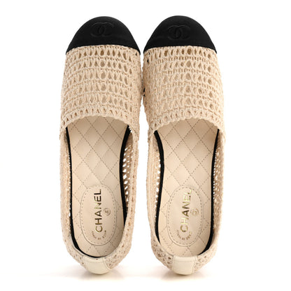Chanel Knit Grosgrain Cap Toe CC Moccasin Loafers 35.5 Ivory Black 2 of 7