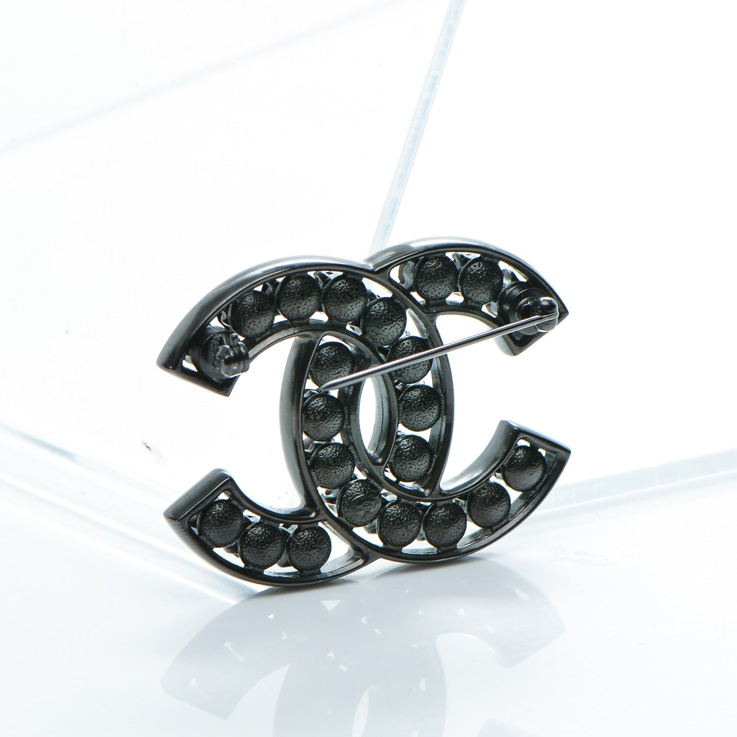 Crystal CC Brooch Black