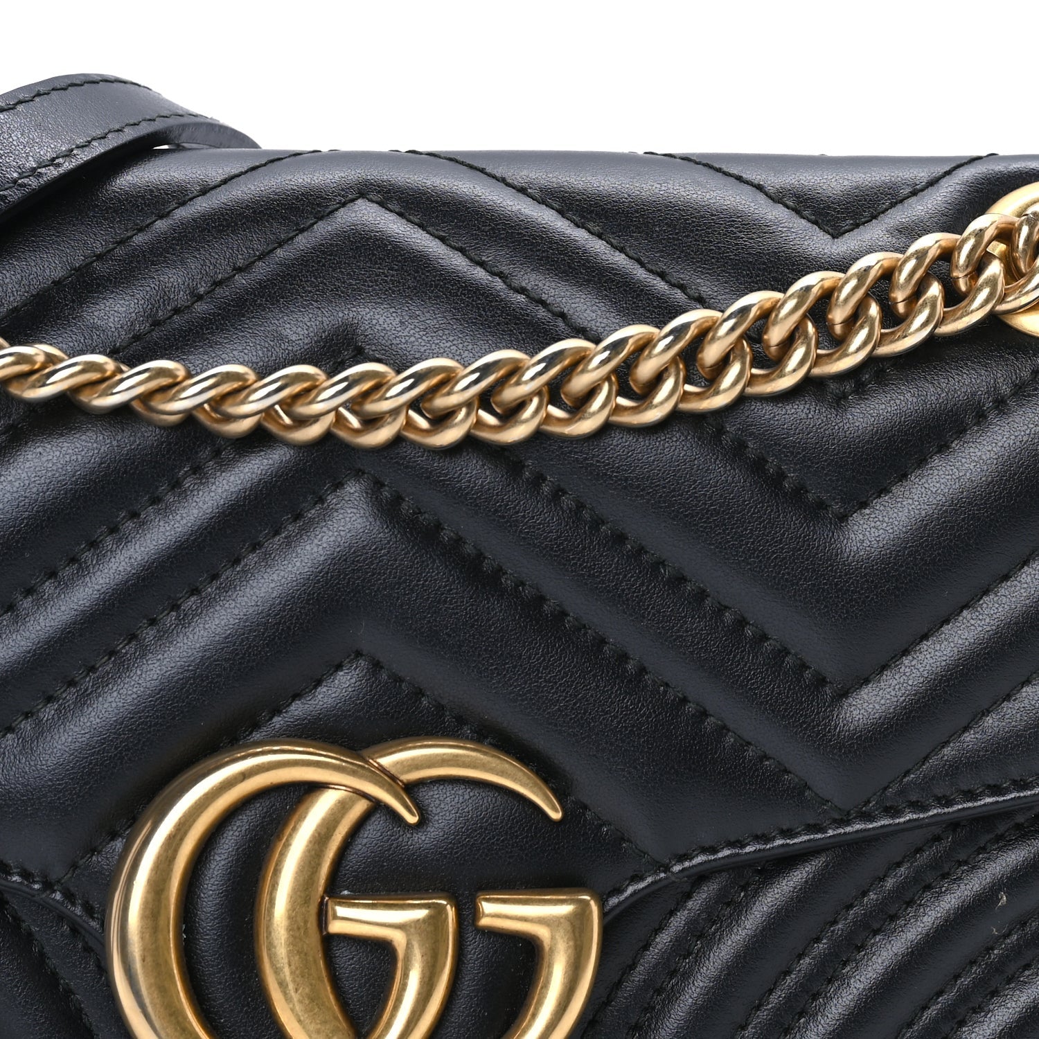 Gucci Calfskin Matelasse Small GG Marmont Shoulder Bag Black 6 of 7