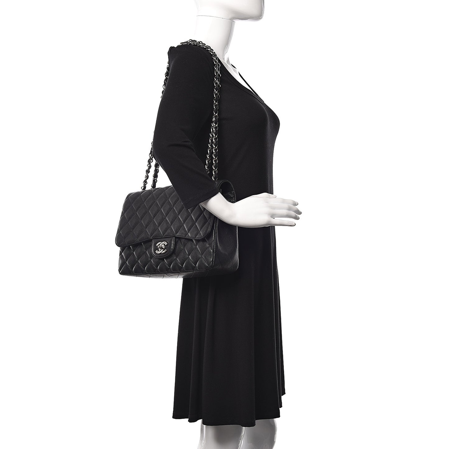 Caviar Quilted Jumbo Single Flap Black