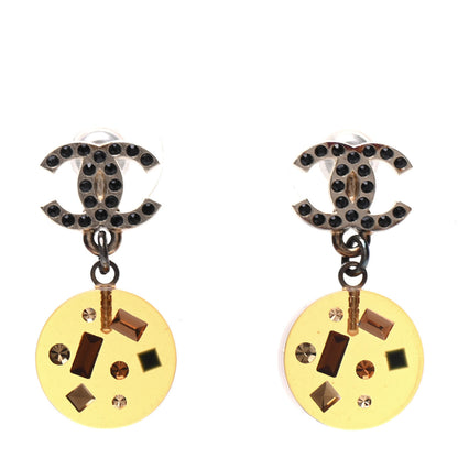 Chanel Lucite Crystal CC Drop Earrings Gold 1 of 4