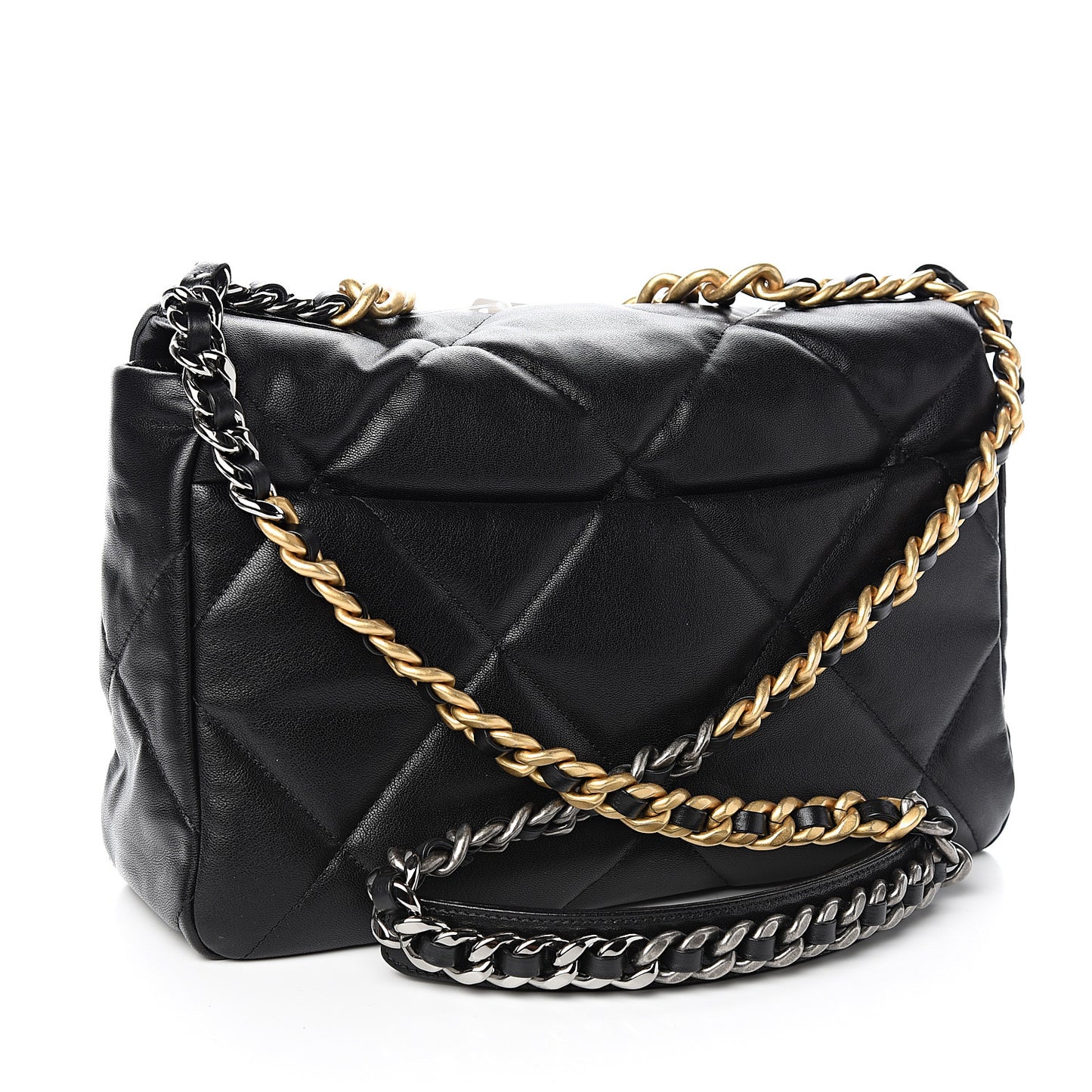 Goatskin Quilted Large Chanel 19 Flap Black