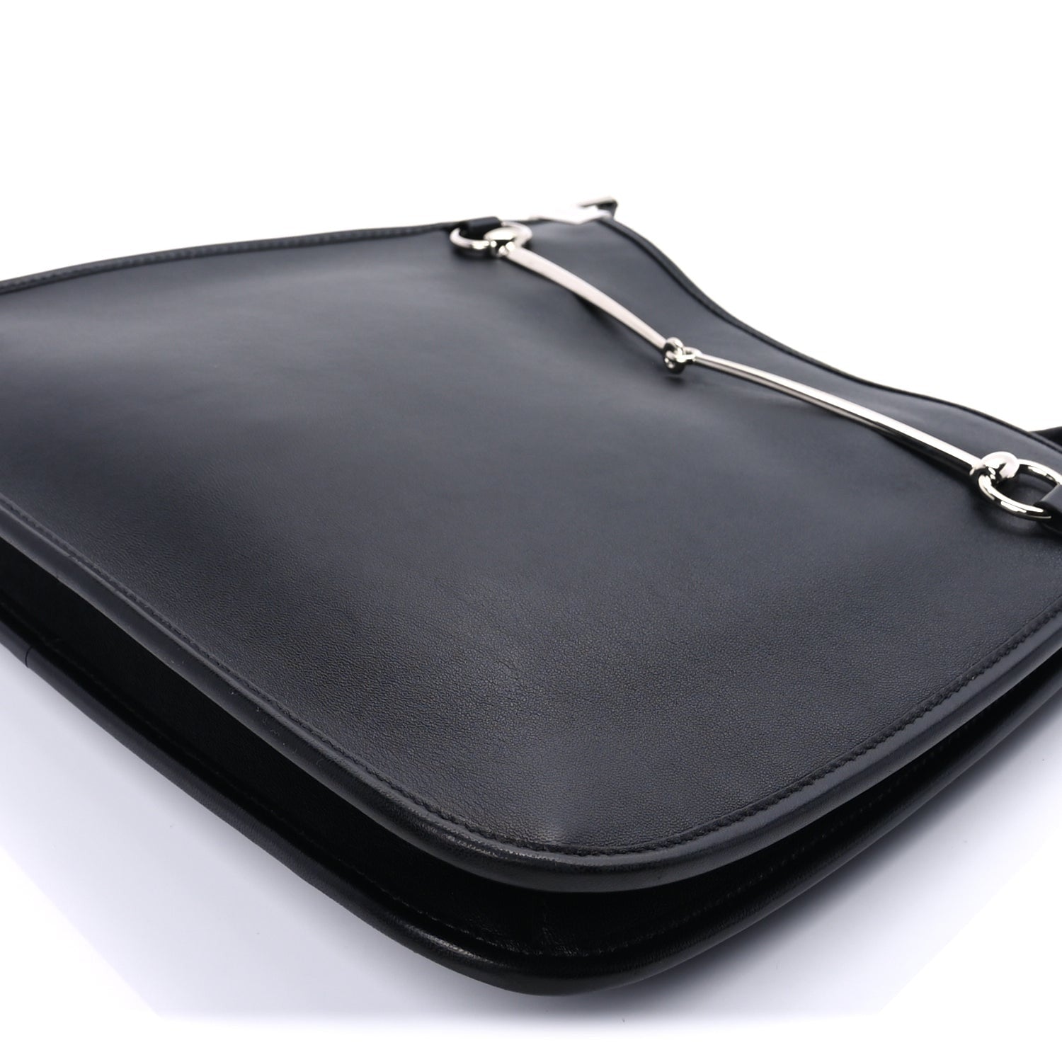 Gucci Calfskin Horsebit Slim Shoulder Bag  Black 8 of 8