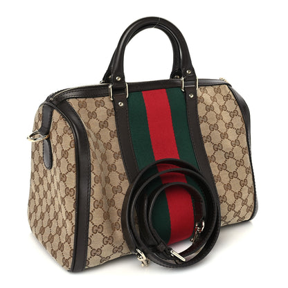 Gucci Monogram Vintage Web Medium Boston  Dark Brown 2 of 8