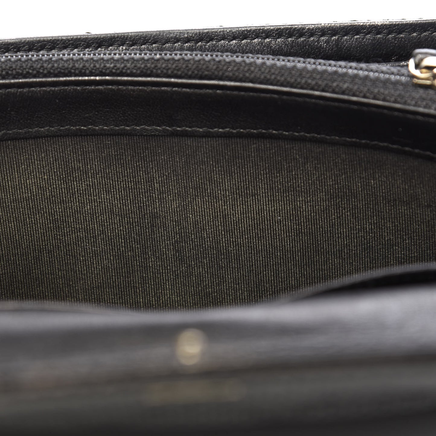 Perforated Lambskin Quilted Large Gusset Flap Wallet Black