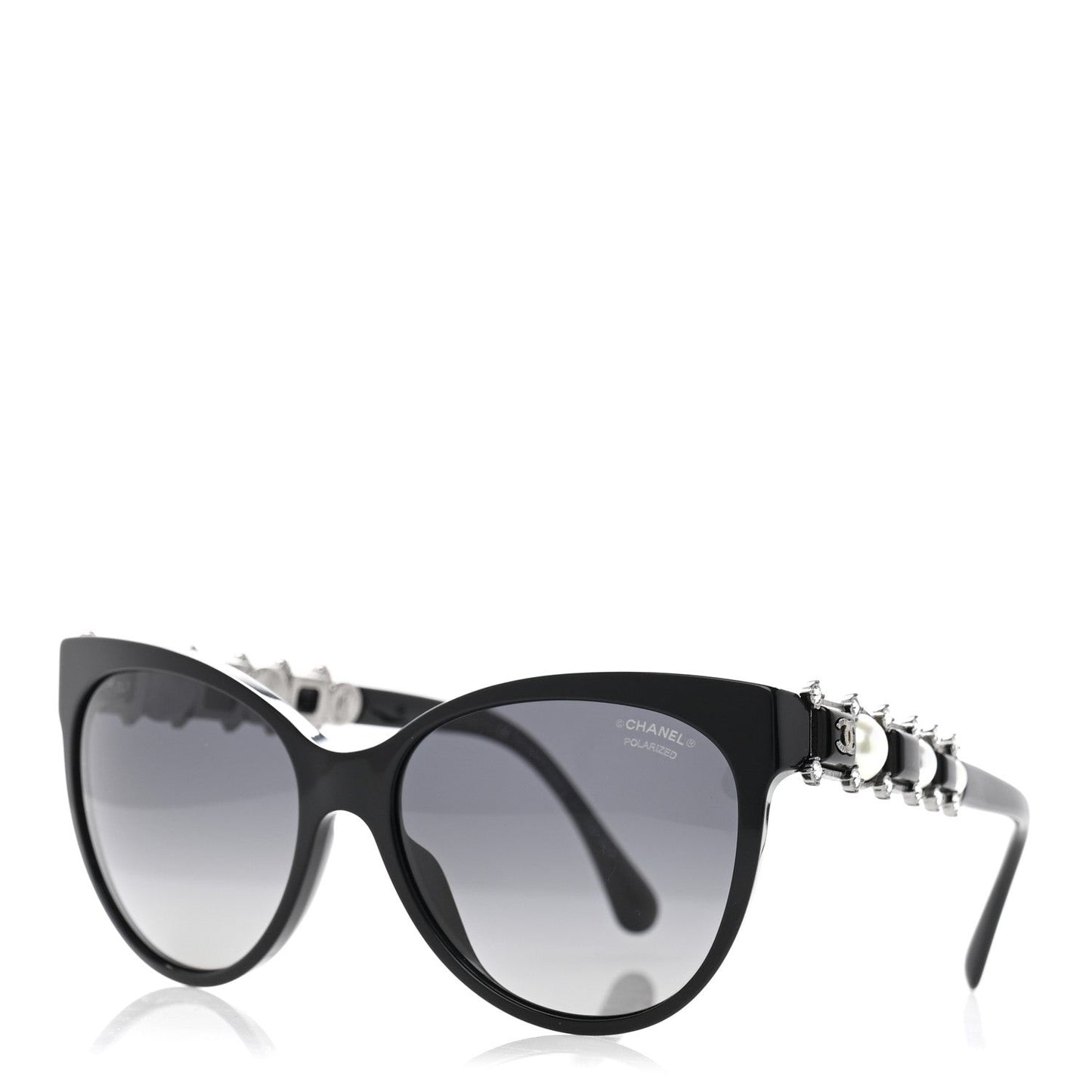 Crystal Pearl Cat Eye Sunglasses 5336-H-B Black