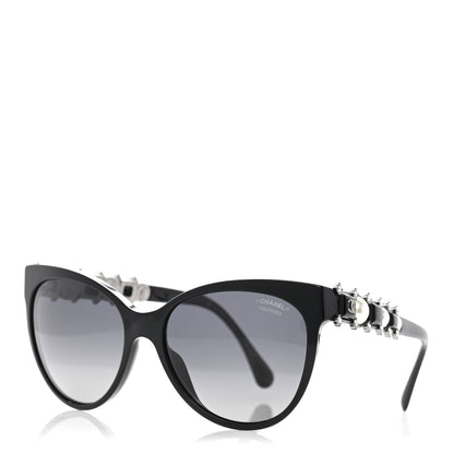 Chanel Crystal Pearl Cat Eye Sunglasses 5336-H-B Black 1 of 7