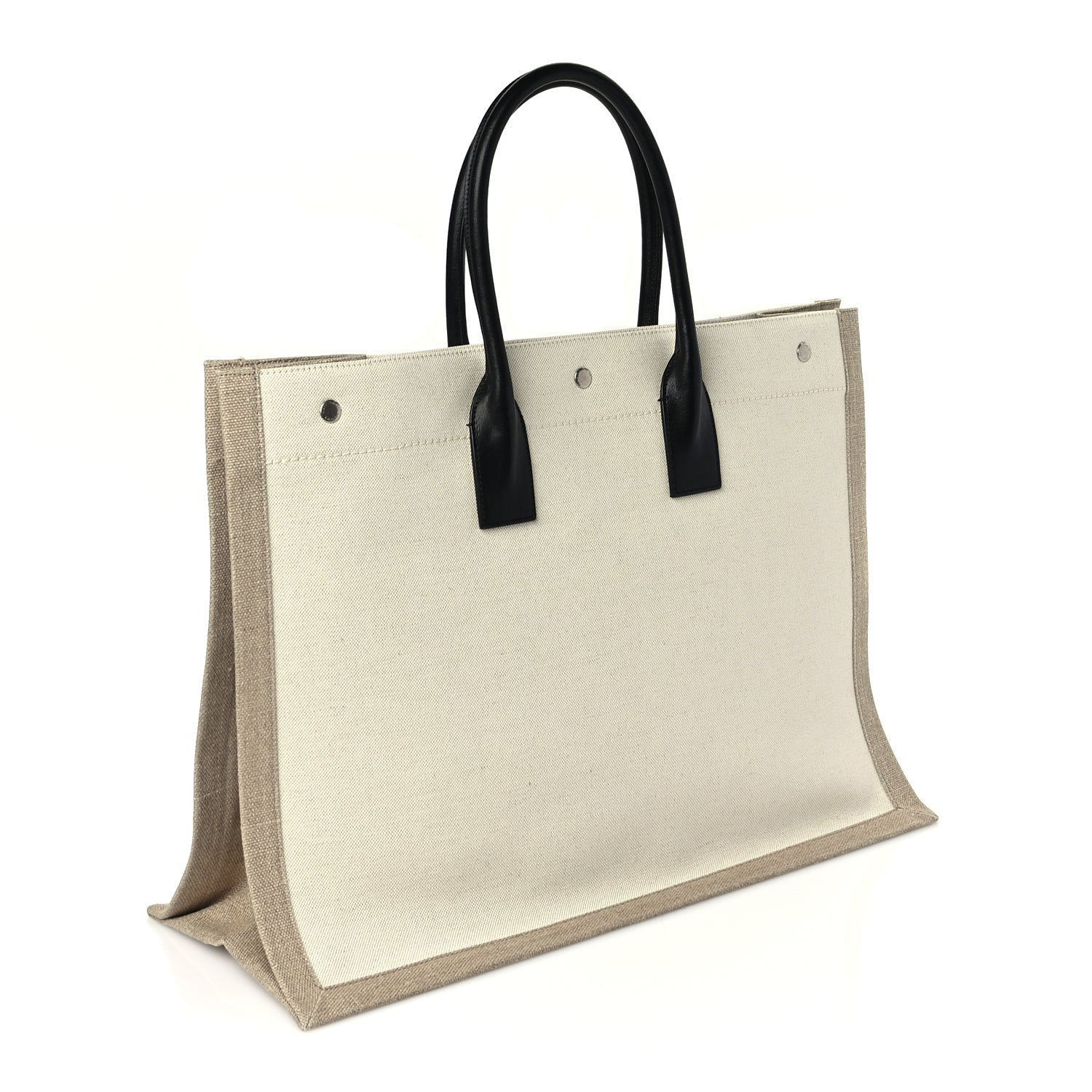 Saint Laurent Linen Calfskin Rive Gauche Tote Optic White 2 of 8